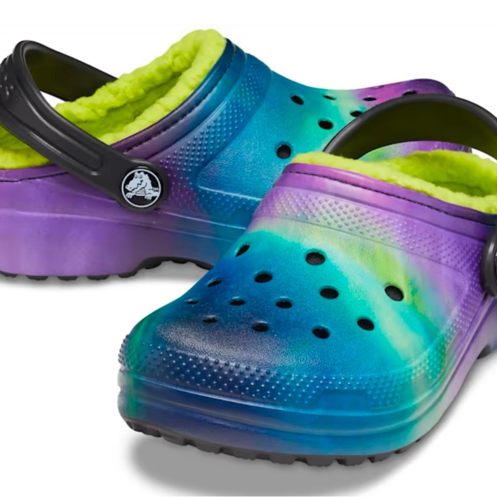 CROCS Kids Colorful Clogs with Fleece Lining